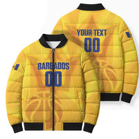 Barbados Basketball Custom Bomber Puffer Jacket Barbadian Trident Yellow Version
