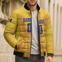 Barbados Basketball Custom Bomber Puffer Jacket Barbadian Trident Yellow Version