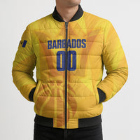 Barbados Basketball Custom Bomber Puffer Jacket Barbadian Trident Yellow Version