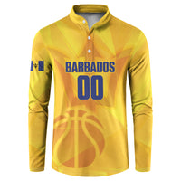 Barbados Basketball Custom Button Sweatshirt Barbadian Trident Yellow Version
