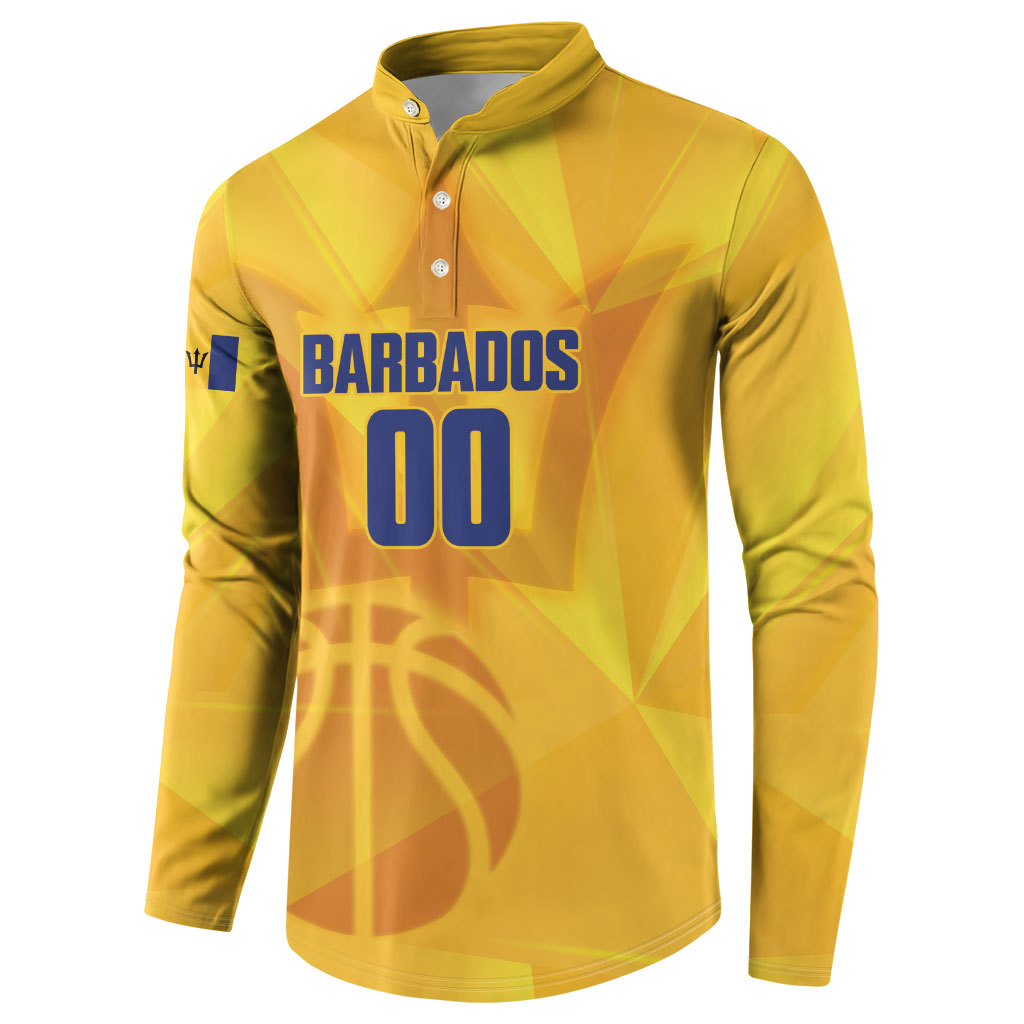 Barbados Basketball Custom Button Sweatshirt Barbadian Trident Yellow Version