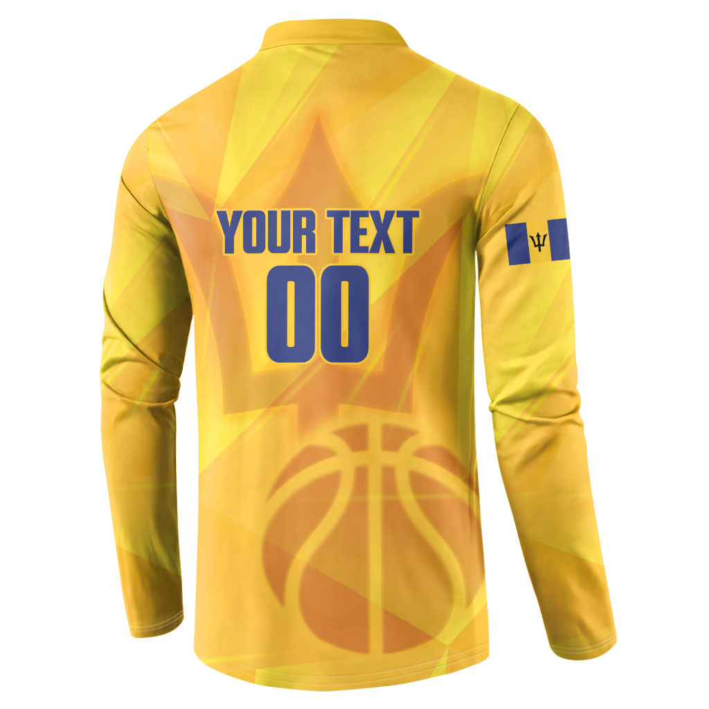Barbados Basketball Custom Button Sweatshirt Barbadian Trident Yellow Version
