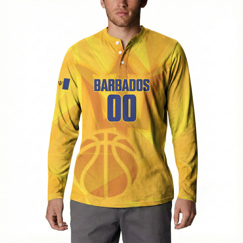 Barbados Basketball Custom Button Sweatshirt Barbadian Trident Yellow Version