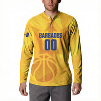 Barbados Basketball Custom Button Sweatshirt Barbadian Trident Yellow Version