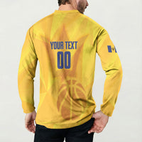Barbados Basketball Custom Button Sweatshirt Barbadian Trident Yellow Version