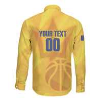 Barbados Basketball Custom Long Sleeve Button Shirt Barbadian Trident Yellow Version