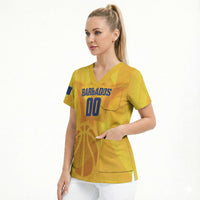 Barbados Basketball Custom Scrub Top Barbadian Trident Yellow Version