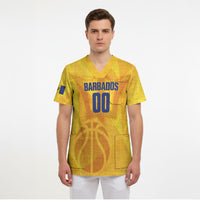 Barbados Basketball Custom Scrub Top Barbadian Trident Yellow Version