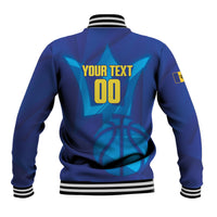 Barbados Basketball Custom Baseball Jacket Barbadian Trident Blue Version