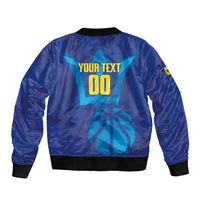 Barbados Basketball Custom Bomber Jacket Barbadian Trident Blue Version