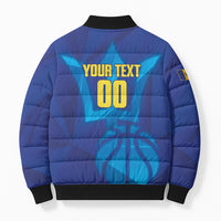 Barbados Basketball Custom Bomber Puffer Jacket Barbadian Trident Blue Version