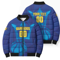 Barbados Basketball Custom Bomber Puffer Jacket Barbadian Trident Blue Version