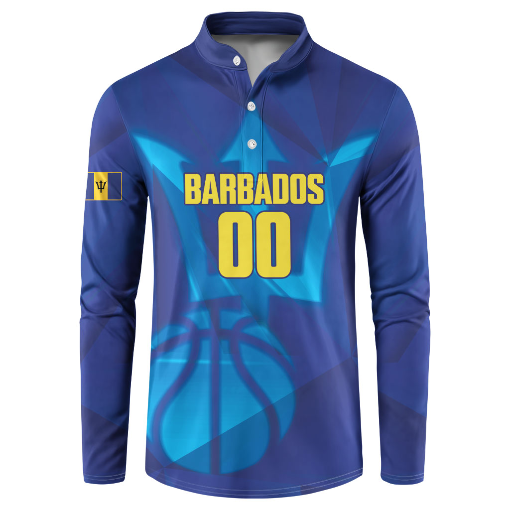 Barbados Basketball Custom Button Sweatshirt Barbadian Trident Blue Version