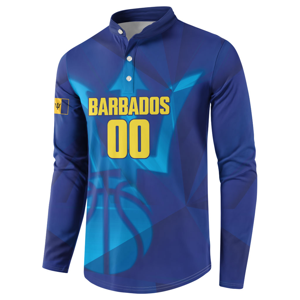 Barbados Basketball Custom Button Sweatshirt Barbadian Trident Blue Version