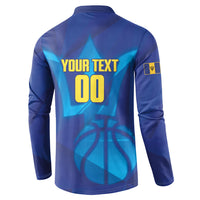 Barbados Basketball Custom Button Sweatshirt Barbadian Trident Blue Version