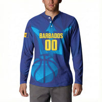 Barbados Basketball Custom Button Sweatshirt Barbadian Trident Blue Version