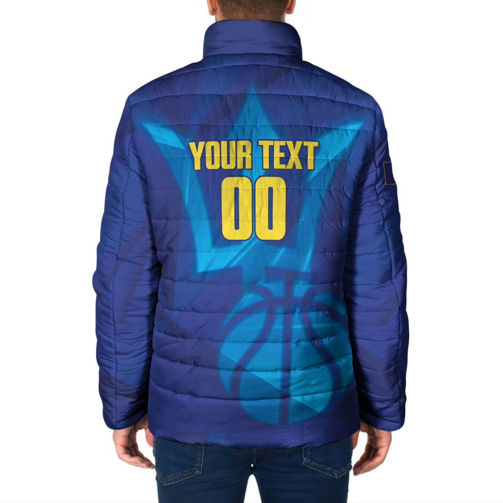 Barbados Basketball Custom Padded Jacket Barbadian Trident Blue Version