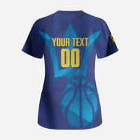 Barbados Basketball Custom Scrub Top Barbadian Trident Blue Version