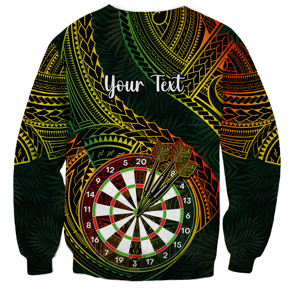 Unisex crewneck sweatshirt with dartboard, tribal pattern, and Your Text header