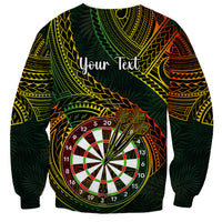 Unisex crewneck sweatshirt with dartboard, tribal pattern, and Your Text header