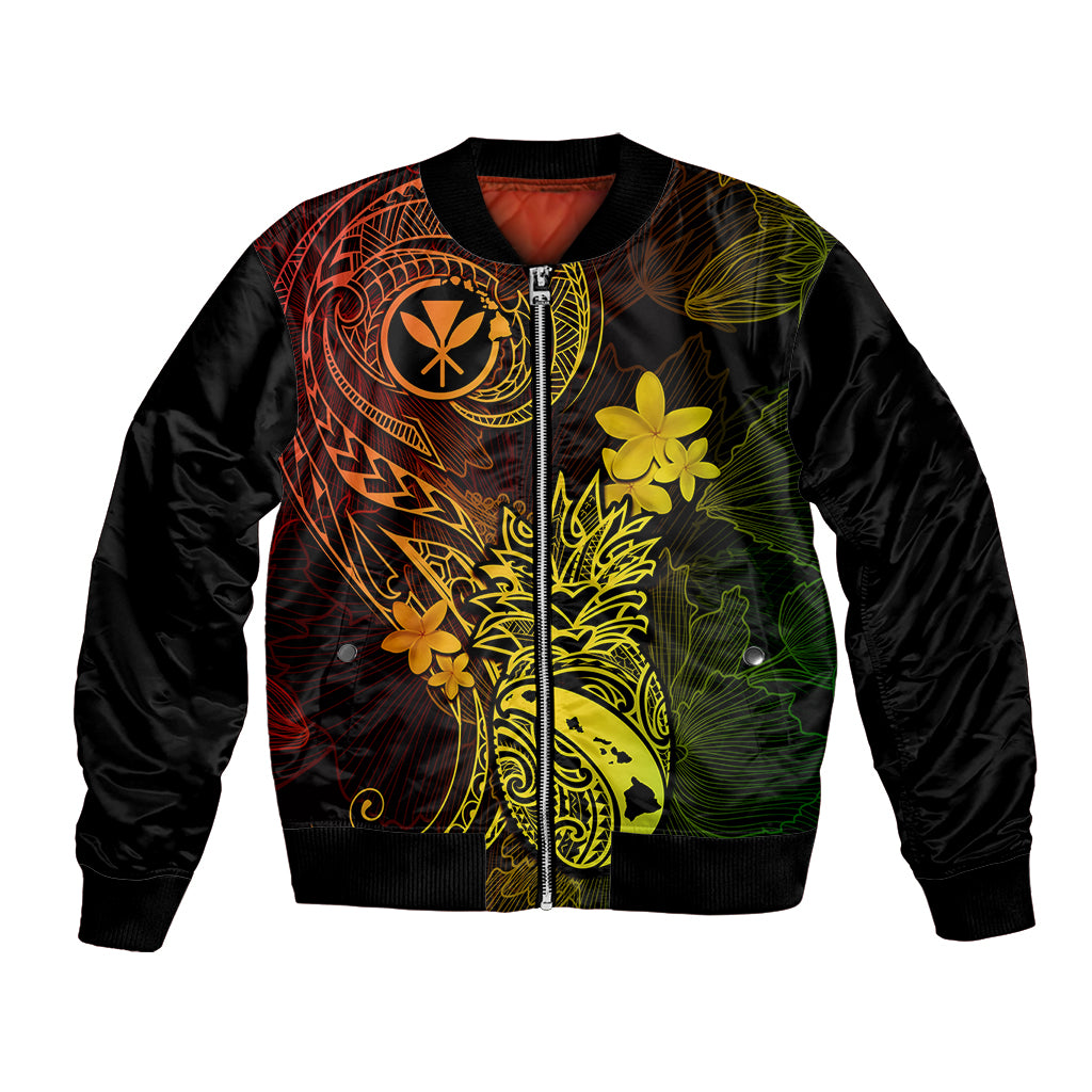 Unisex black bomber jacket with full-zip and yellow floral tropical front graphic