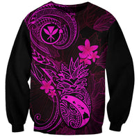 Hawaii sweatshirt in black with pink Polynesian floral and geometric print