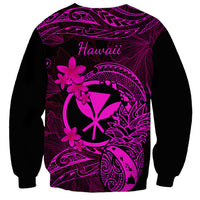 Hawaii sweatshirt back in black with pink 'Hawaii' text and floral print