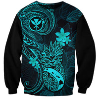 Unisex sweatshirt with turquoise whale and floral print on black