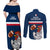 France Rugby Couples Matching Off Shoulder Maxi Dress and Long Sleeve Button Shirts World Cup Allez Les Bleus 2023 Mascot - Wonder Print Shop