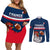 France Rugby Couples Matching Off Shoulder Short Dress and Long Sleeve Button Shirts World Cup Allez Les Bleus 2023 Mascot - Wonder Print Shop