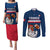 France Rugby Couples Matching Puletasi Dress and Long Sleeve Button Shirts World Cup Allez Les Bleus 2023 Mascot - Wonder Print Shop