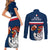 France Rugby Couples Matching Short Sleeve Bodycon Dress and Long Sleeve Button Shirts World Cup Allez Les Bleus 2023 Mascot - Wonder Print Shop