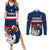 France Rugby Couples Matching Summer Maxi Dress and Long Sleeve Button Shirts World Cup Allez Les Bleus 2023 Mascot - Wonder Print Shop