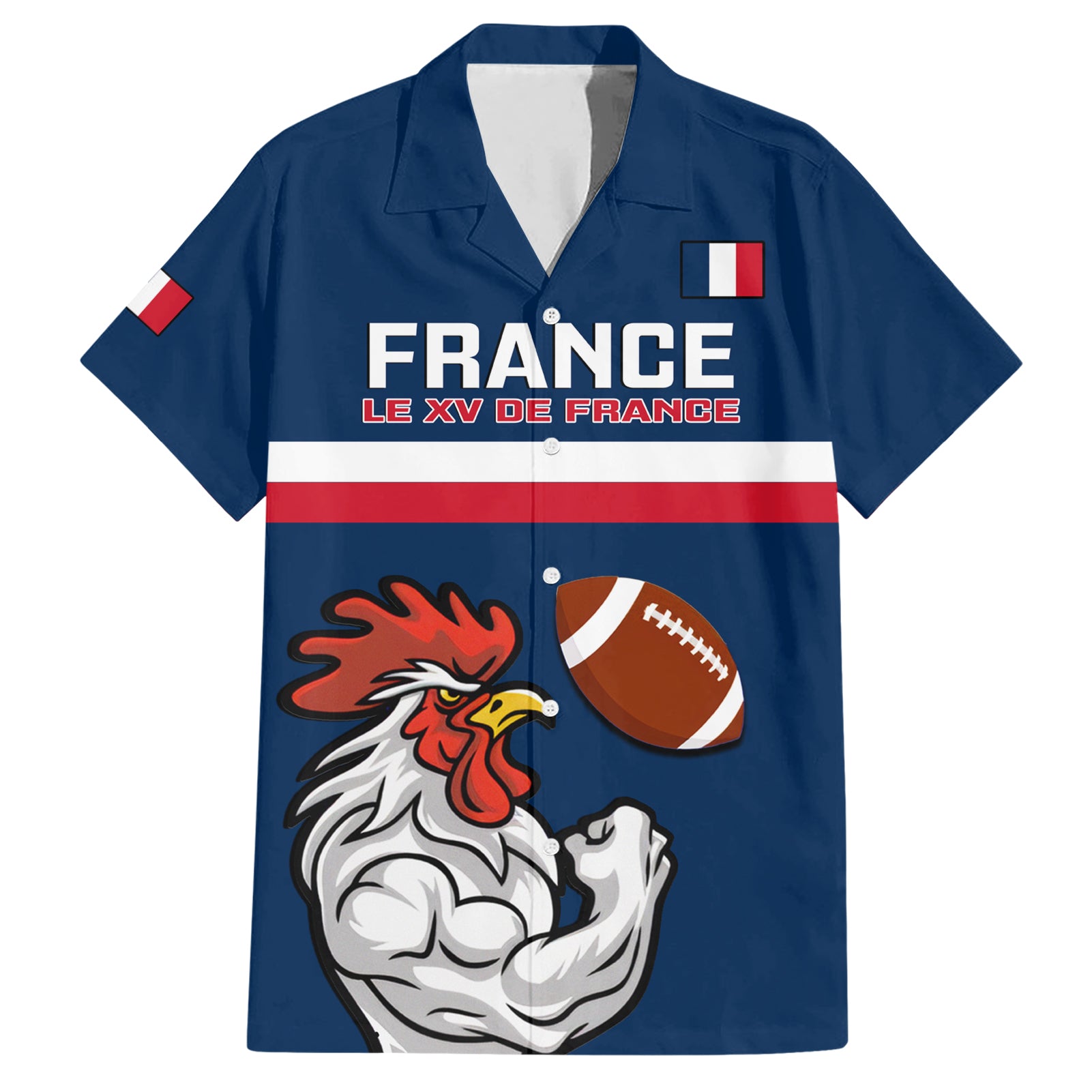 France Rugby Hawaiian Shirt World Cup Allez Les Bleus 2023 Mascot - Wonder Print Shop