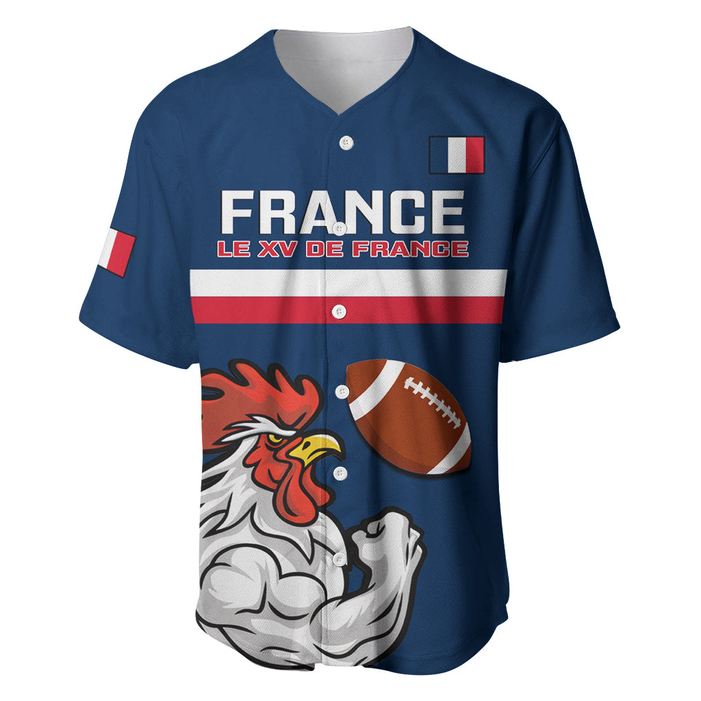 Custom France Rugby Baseball Jersey World Cup Allez Les Bleus 2023 Mascot - Wonder Print Shop