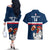 Custom France Rugby Couples Matching Off The Shoulder Long Sleeve Dress and Hawaiian Shirt World Cup Allez Les Bleus 2023 Mascot - Wonder Print Shop