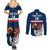 Custom France Rugby Couples Matching Summer Maxi Dress and Long Sleeve Button Shirts World Cup Allez Les Bleus 2023 Mascot - Wonder Print Shop