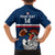 Custom France Rugby Family Matching Off Shoulder Long Sleeve Dress and Hawaiian Shirt World Cup Allez Les Bleus 2023 Mascot - Wonder Print Shop