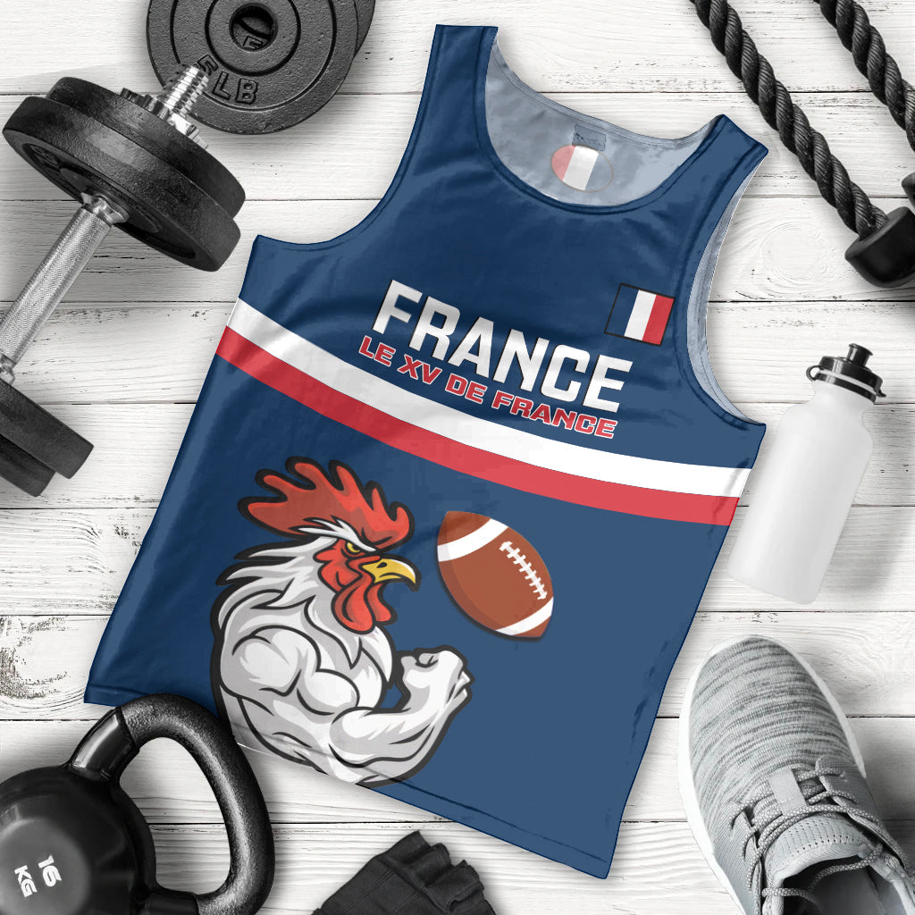 Custom France Rugby Men Tank Top World Cup Allez Les Bleus 2023 Mascot - Wonder Print Shop