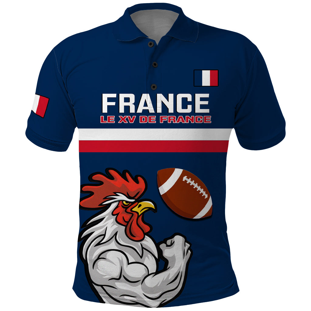 Custom France Rugby Polo Shirt World Cup Allez Les Bleus 2023 Mascot - Wonder Print Shop