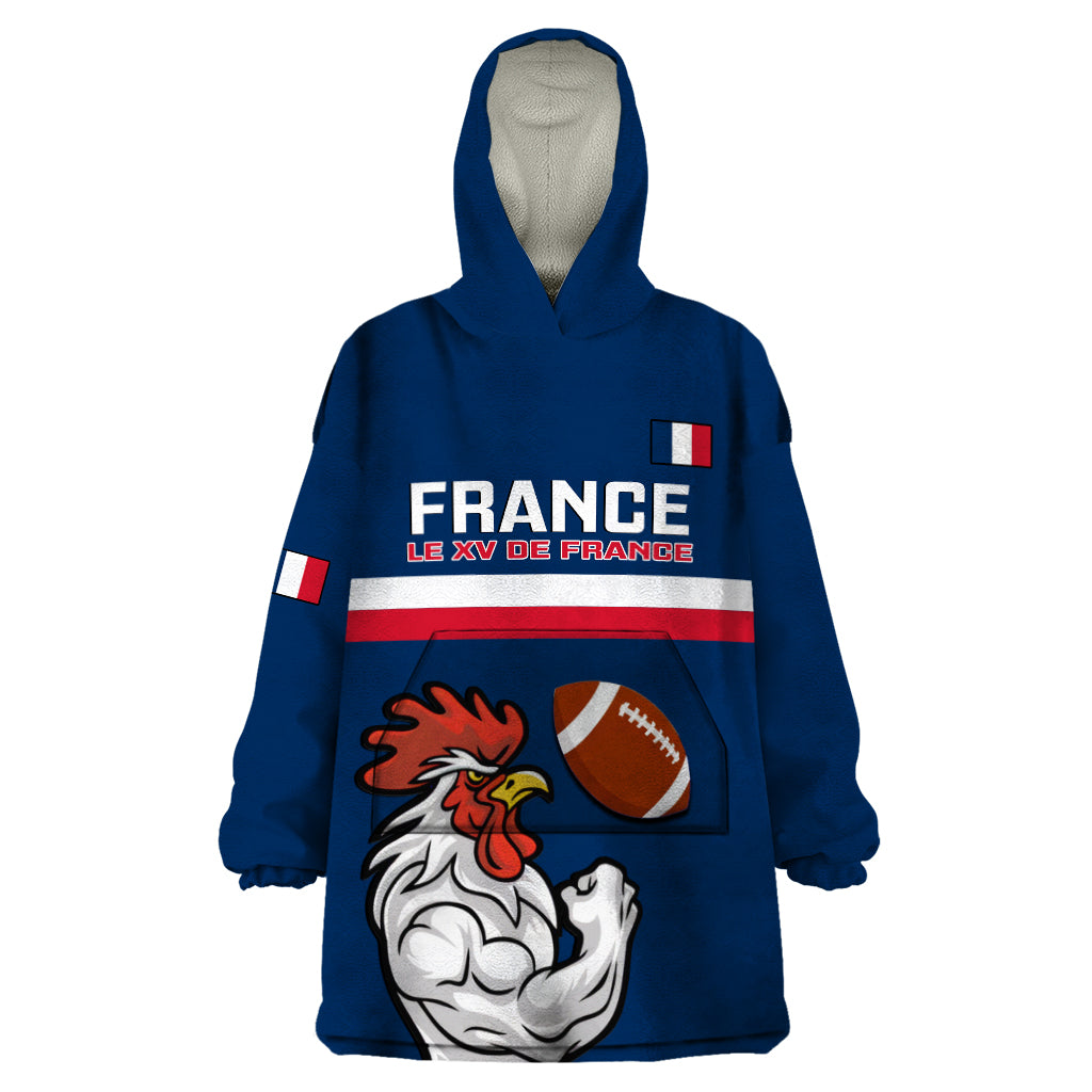 custom-france-rugby-wearable-blanket-hoodie-world-cup-allez-les-bleus-2023-mascot