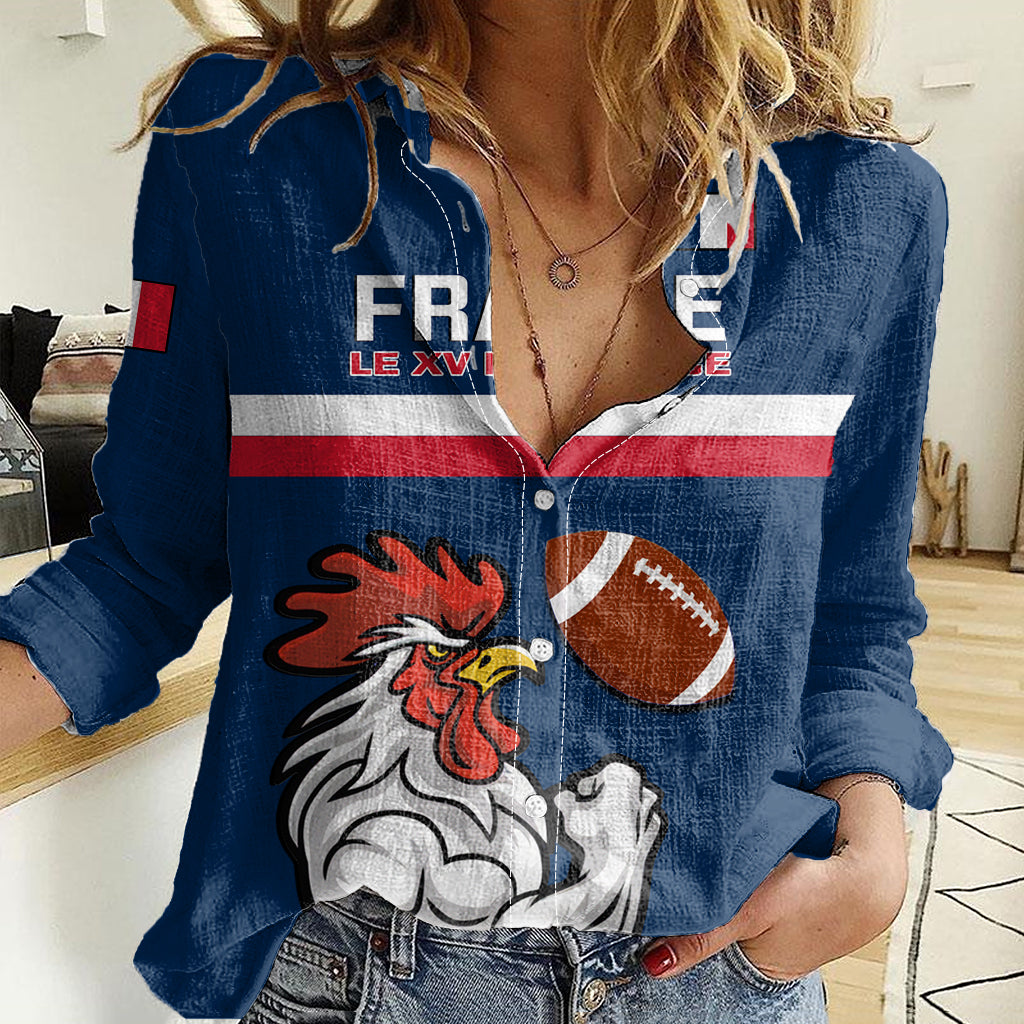 custom-france-rugby-women-casual-shirt-world-cup-allez-les-bleus-2023-mascot