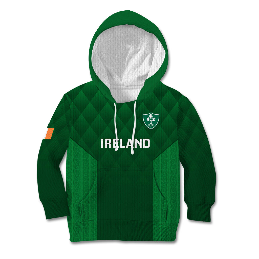 Ireland Rugby Kid Hoodie 2023 Go Shamrock World Cup Irish Celtic Pattern - Wonder Print Shop