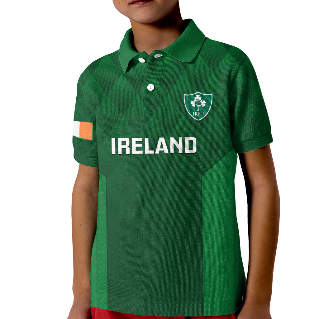 Ireland Rugby Kid Polo Shirt 2023 Go Shamrock World Cup Irish Celtic Pattern - Wonder Print Shop