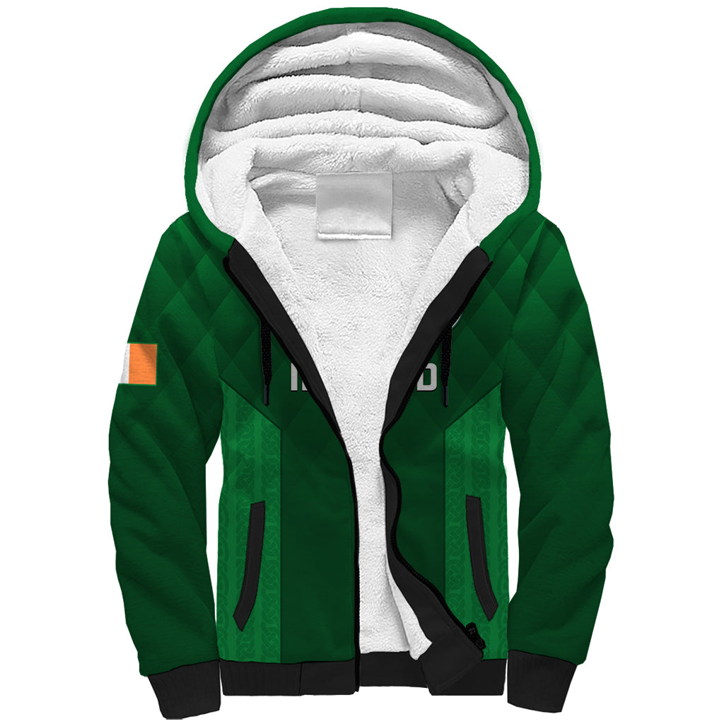 Ireland Rugby Sherpa Hoodie 2023 Go Shamrock World Cup Irish Celtic Pattern - Wonder Print Shop