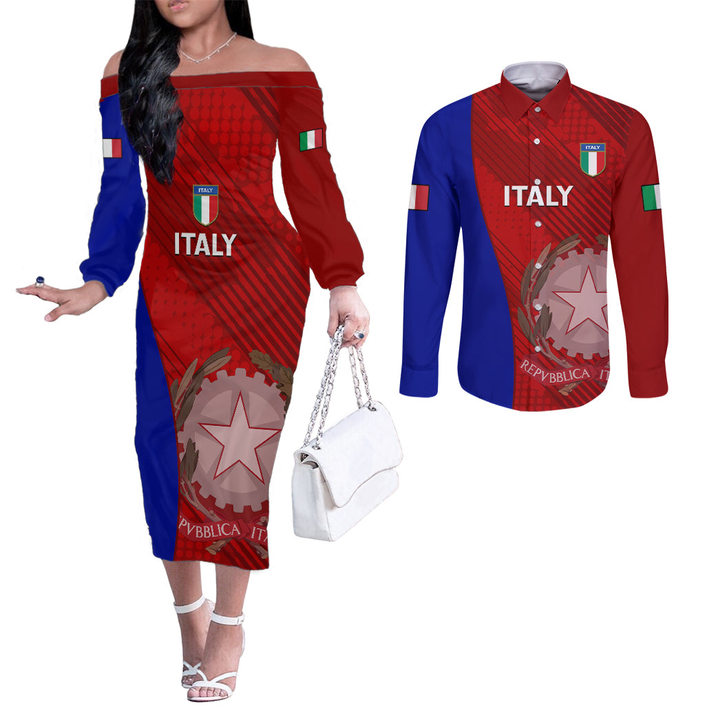 italy-rugby-couples-matching-off-the-shoulder-long-sleeve-dress-and-long-sleeve-button-shirts-2023-the-blues-grunge-style