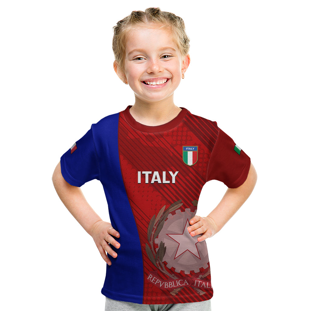 Italy Rugby Kid T Shirt 2023 The Blues Grunge Style - Wonder Print Shop