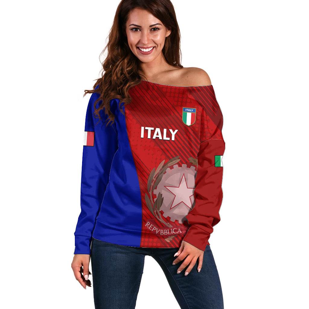 Italy Rugby Off Shoulder Sweater 2023 The Blues Grunge Style - Wonder Print Shop