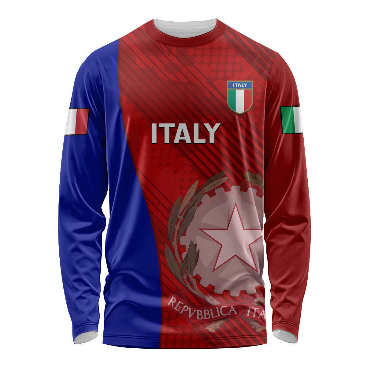 Custom Italy Rugby Long Sleeve Shirt 2023 The Blues Grunge Style - Wonder Print Shop