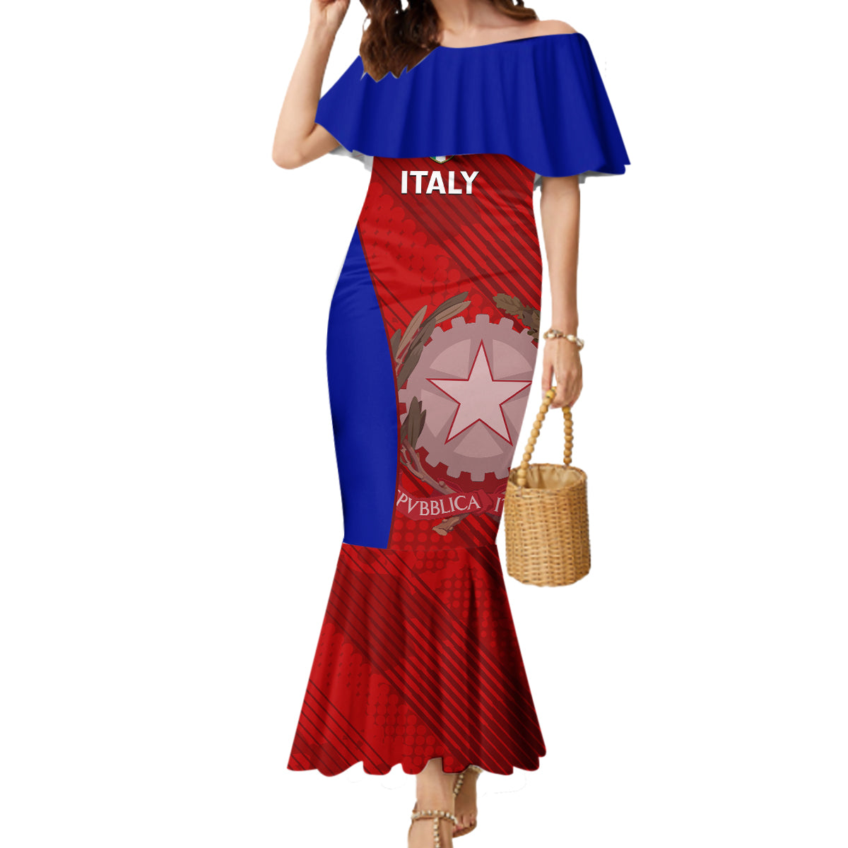 Custom Italy Rugby Mermaid Dress 2023 The Blues Grunge Style - Wonder Print Shop